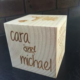 Anniversary Keepsake Cube - 90x90mm Solid Pine Wood With Your Special Couple Details Etched On 5 Sides. Customised For You Best Gift Ever - thumbnail 3