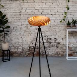 standing Lamp Made Of Cherry Tree Wood, Handmade Design Lamp