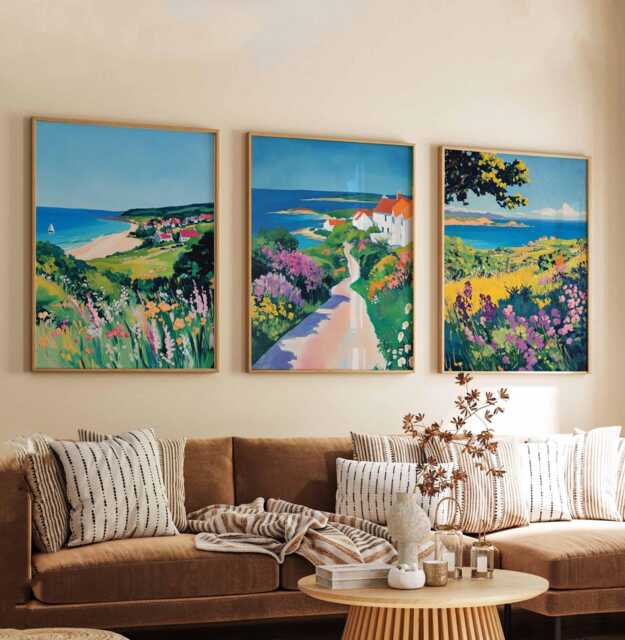 Set Of 3 Ayrshire Posters, Scotland Travel Prints, Wall Art Set, Coastal Landscape Scottish Countryside Prints - image 1