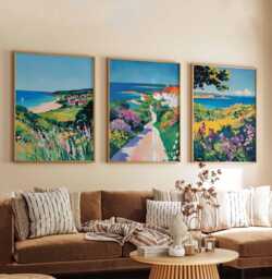 Set Of 3 Ayrshire Posters, Scotland Travel Prints, Wall Art Set, Coastal Landscape Scottish Countryside Prints - thumbnail 1