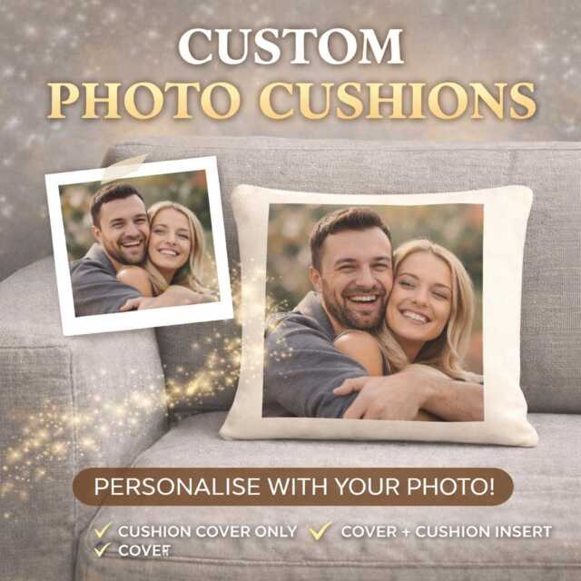 Custom Photo Cushion - Personalised Picture Pillow Gift Add Your Own Anniversary, Wedding, Birthday - image 1