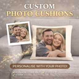 Custom Photo Cushion - Personalised Picture Pillow Gift Add Your Own Anniversary, Wedding, Birthday - thumbnail 1