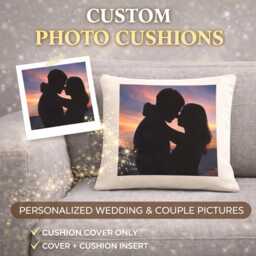 Custom Photo Cushion - Personalised Picture Pillow Gift Add Your Own Anniversary, Wedding, Birthday - thumbnail 2