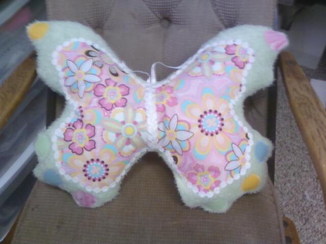 Butterfly Pillow Minky & Floral Cotton, Funky Decor
