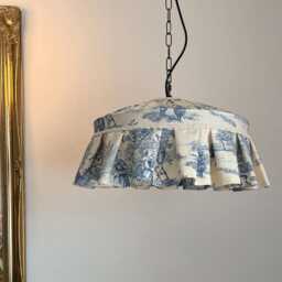 French Blue Toile Cotton Lampshade With Ruffles - thumbnail 2
