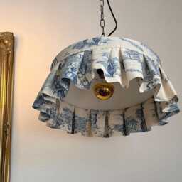 French Blue Toile Cotton Lampshade With Ruffles - thumbnail 3