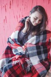 Personalized Throw Blanket, Checkered Wool Large Comfy Cozy Wedding Gifts For Couple, Women