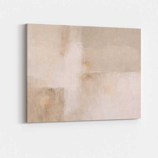 Beige Aesthetic Canvas Wall Art Neutral Abstract Print Minimalist Soft Tone Modern Decor Living Room Bedroom Office Scandi Cool Artwork - image 1
