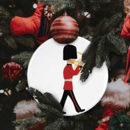 Hand-Printed London Guard Tuba Ceramic Christmas Ornament - thumbnail 2