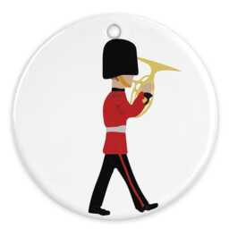 Hand-Printed London Guard Tuba Ceramic Christmas Ornament - thumbnail 1