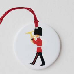 Hand-Printed London Guard Tuba Ceramic Christmas Ornament - thumbnail 3