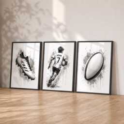 Personalised Rugby Prints - Set Of 3 Boys Bedroom Wall Art, Kids Sport Watercolour Decor - thumbnail 2