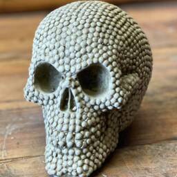 Stone Garden Pin Ball Skull Gothic Human Head Ornament Statue - thumbnail 2