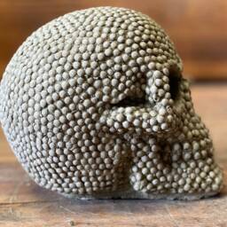 Stone Garden Pin Ball Skull Gothic Human Head Ornament Statue - thumbnail 3