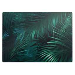 Tropical Leaves Office Chair Floor Protector, Green Desk Mat, Plants Vinyl Gaming Mat - thumbnail 2