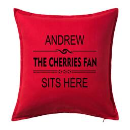 Personalised Football Cushion - Bournemouth Cherries Fan Sits Here - thumbnail 1