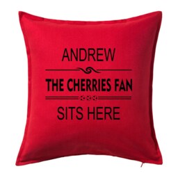 Personalised Football Cushion - Bournemouth Cherries Fan Sits Here - thumbnail 2