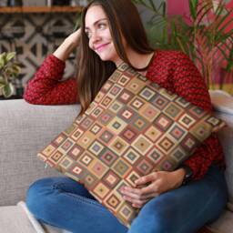 Peruvian Nasca Box Pattern Spun Polyester Square Throw Pillow For Home Decor - thumbnail 2