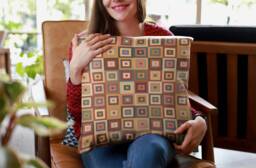Peruvian Nasca Box Pattern Spun Polyester Square Throw Pillow For Home Decor - thumbnail 1