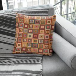 Peruvian Nasca Box Pattern Spun Polyester Square Throw Pillow For Home Decor - thumbnail 4