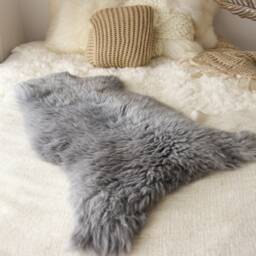 On Sale Genuine Sheepskin Rug - Gray Sheepskin Cover Cosy Scandinavian Decor Throw - thumbnail 3