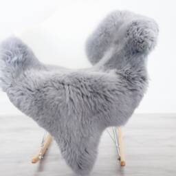 On Sale Genuine Sheepskin Rug - Gray Sheepskin Cover Cosy Scandinavian Decor Throw - thumbnail 4