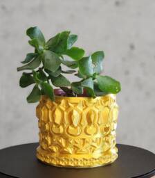 Small Geometric Succulent Planter Vase With Water Drip Tray. For The 3 Inch Planter Pot - thumbnail 1