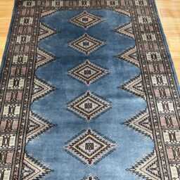 3x6 Gray Color Bokhara Rug - 0.90x1.85 Bedroom Luxury Area Turkish Fine Quality Afghan - thumbnail 3