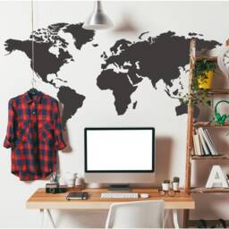 World Map Gold, Modern Wall Art, Vinyl Sticker, Apartment Decor, Mural, Travel Bedroom Large Gold Art - 195 - thumbnail 1