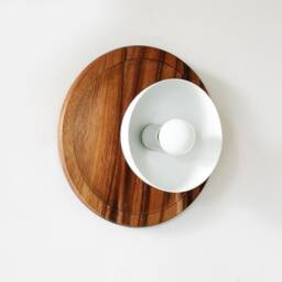 Modern Flush Mount Wood & White Wall Sconce Lamp Wooden Fixture Light Kitchen Foyer Lighting Restaurant Lights - thumbnail 2