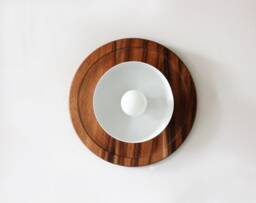 Modern Flush Mount Wood & White Wall Sconce Lamp Wooden Fixture Light Kitchen Foyer Lighting Restaurant Lights