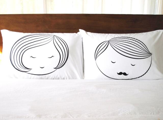 Sleeping Beauty Couple Pillowcase Set, Screenprint Set, Wedding Gift, Bedding, Pillow Talk, Anniversary With A Note Card - image 1