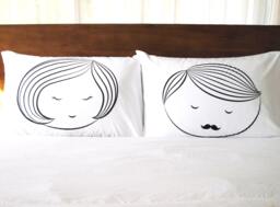 Sleeping Beauty Couple Pillowcase Set, Screenprint Set, Wedding Gift, Bedding, Pillow Talk, Anniversary With A Note Card