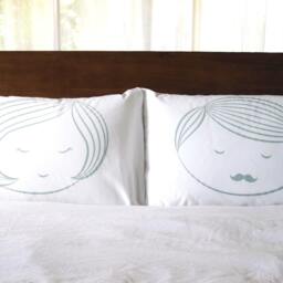 Sleeping Beauty Couple Pillowcase Set, Screenprint Set, Wedding Gift, Bedding, Pillow Talk, Anniversary With A Note Card - thumbnail 3