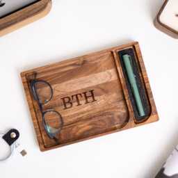 Personalized Wooden Desk Tray - Custom Office Organizer, Catch-All Valet - thumbnail 2
