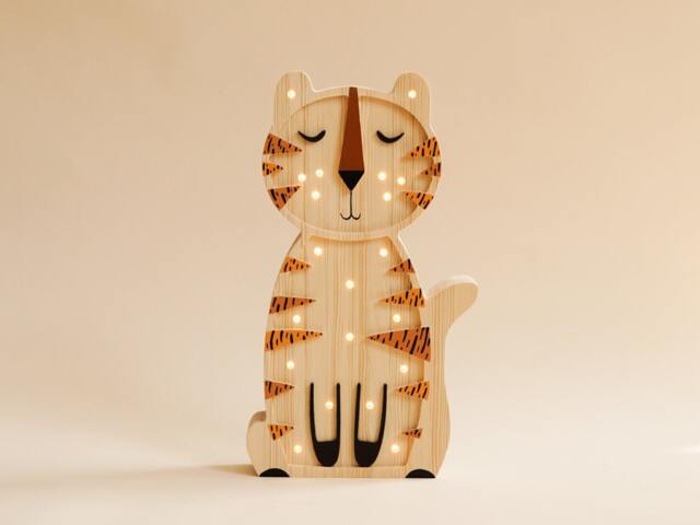 Tropical Tiger Wooden Handmade Lamp - Perfect Gift For Birthdays, Christmas, & Home D??cor, Tropical Theme, Wooden Night Light, Kids Lamp - image 1