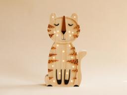 Tropical Tiger Wooden Handmade Lamp - Perfect Gift For Birthdays, Christmas, & Home D??cor, Tropical Theme, Wooden Night Light, Kids Lamp - thumbnail 1