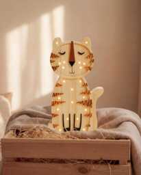 Wooden Tiger Night Light For Kids - Tropical Jungle Safari Nursery Decor, Handmade Lamp, Cat Lover Gift Boys, Wall Art Baby Shower - thumbnail 1