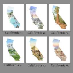 Yosemite National Park Watercolor Art Print, California State Shape - thumbnail 2