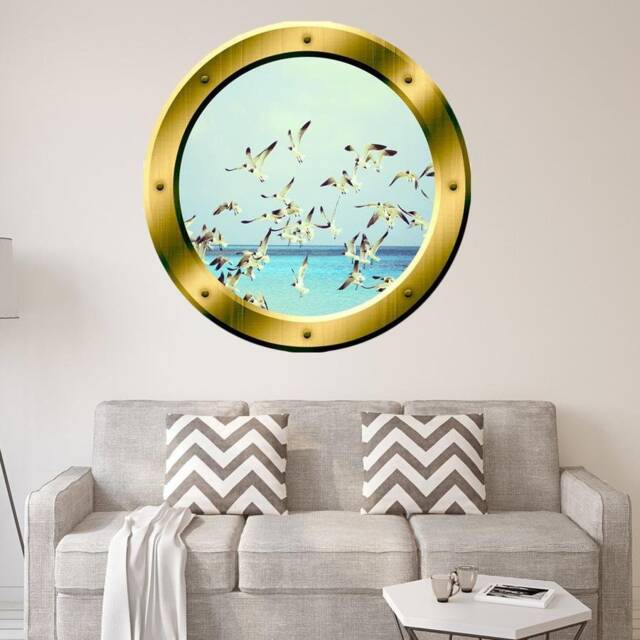 Vwaq Seagull Wall Decal Flock Of Seagulls Stickers Porthole Peel & Stick - Gp37 - image 1