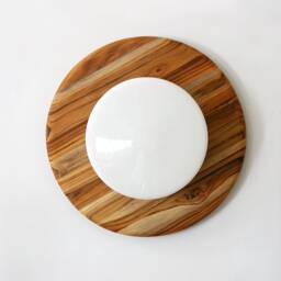 Large Flush Mount Wood With Glass Shade Minimalist Wall Fixture Light Living Room Dining Lighting Entry Sconce - thumbnail 2