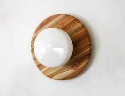 Large Flush Mount Wood With Glass Shade Minimalist Wall Fixture Light Living Room Dining Lighting Entry Sconce