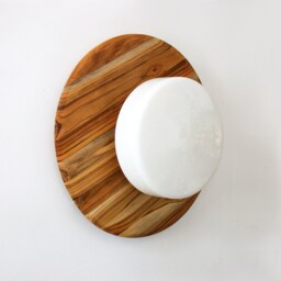 Large Flush Mount Wood With Glass Shade Minimalist Wall Fixture Light Living Room Dining Lighting Entry Sconce - thumbnail 4