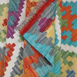 Kilim Rug Classic, Handmade Artisan Afghan Turkish, Scandinavian, Navajo, Bohemian Flatweave, Natural Wool 199x154 cm - thumbnail 3