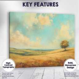 Soft Pastel Lone Tree Rolling Hills Scenic Landscape Canvas Wall Art Print Decor Picture Ready To Hang - thumbnail 1