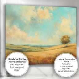 Soft Pastel Lone Tree Rolling Hills Scenic Landscape Canvas Wall Art Print Decor Picture Ready To Hang - thumbnail 3