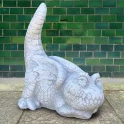 Stone Baby Dragon Statue Cute Cement Figurine Concrete Fantasy Animal Sculpture Handcrafted Garden Ornament Dragon Lover Gift - thumbnail 1