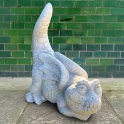 Stone Baby Dragon Statue Cute Cement Figurine Concrete Fantasy Animal Sculpture Handcrafted Garden Ornament Dragon Lover Gift - thumbnail 3