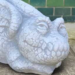 Stone Baby Dragon Statue Cute Cement Figurine Concrete Fantasy Animal Sculpture Handcrafted Garden Ornament Dragon Lover Gift - thumbnail 2