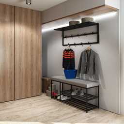 Upholstered Shoe Storage Bench With Shelf, Entryway Rack, Modern Hallway Bench, Metal Frame, Custom Sizes & Colors, Livi